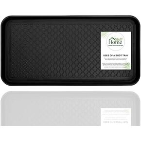 صينية التمهيد لحماية الأرضيات الثقيلة، صينية التمهيد الطقس، حصيرة الأحذية البلاستيكية المقاومة للماء للاستخدام الداخلي والخارجي في جميع المواسم، صينية التمهيد الموحلة، أسود 29 × 15 × 1 بوصة in Kuwait