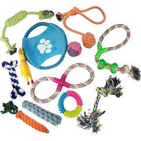 SAFLOGA Dog Toys Pack 12 Puppies Toys, Dog Teething Chew Toys for Boredom Puppy Chew Toys for Teething, Puppy Toys to Keep Them Busy, Dog Toy Bundle, Puppy Teething Toys.