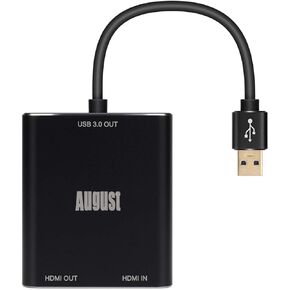 HDMI Capture Card - August VGB500 - HDMI to USB 3.0 Full HD 1080p 60fps - Record and Stream with Ultra-Low Latency on PS4/5, Xbox/Xbox One Switch Twitch Mixer YouTube with PC Mac & Linux