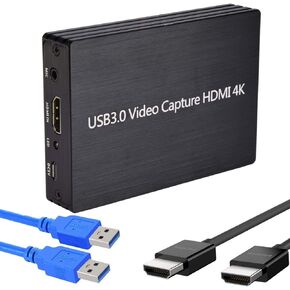 YOTOCAP 4K 60fps HDMI 2 in 1 Out to USB3.0 Game Video Capture Card with Microphone Input, Audio Output, Record up to 1080p Full HD, Broadcast Live Stream and Record Grabber Converter