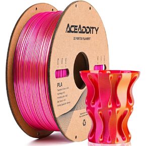 Aceaddity Silk Magic PLA 3D Printer Filament, Multi-Colour Tri-Extrusion 1.75mm 3D Printing PLA Filament, Shiny Silk Coextruded PLA, Dimensional Accuracy +/- 0.03 mm, 1kg/2.2lbs (Blue-Red-Green)