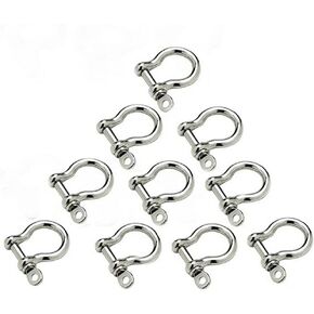 JY-MARINE Stainless Steel Bow Shackle, Silver Color,for Paracord Jewelry, Marine Grade Sailing Rigging Shackles
