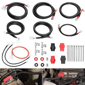 Heavy-Duty Battery Cable Kit Replacement for Ford Superduty F250 F350 Excursion 1999-2003 7.3L Power Stroke Diesel Engine 2/0#2298-90