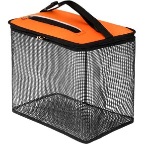 QualyQualy Floating Fish Basket, Fish Basket for Caught Fish, Foldable Fishing Holder Minnow Bucket Portable Collapsible Fishing Net Storage Cage for Live Fish Live Well