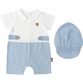 CHUBBYBUN BABY Boy Collared Onsies Polo Shirt Bodysuit with Cap