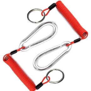 Malloryx 2PCS 6' Breakaway Trailer Cable Trailer Brake Cable RV Stainless Steel Spring Towing Coiled Wire Safety Straps Ground Clip,for Breakaway Switch