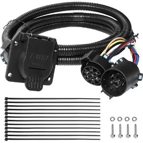 Oyviny Truck Bed 7 Pin Trailer Wiring Extension 7.5 Foot Compatibel with Chevy/Dodge/Ford/GMC/Nissan/Toyota/Ram, Universal Truck Bed Extesnion for 5th-Wheel and Gooseneck Trailers