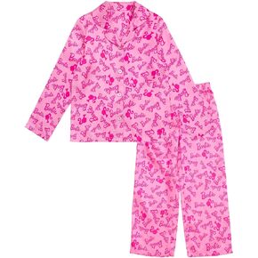 Barbie Girls Satin Lounge Sleep Pajama Shirt and Pants Set Little Kid to Big Kid Sizes (4-14-16)