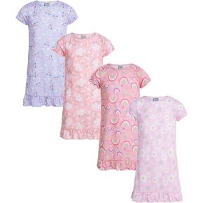 Sweet & Sassy Girls Short Sleeve Unicorn Nightgown Pajamas (4 Pack)