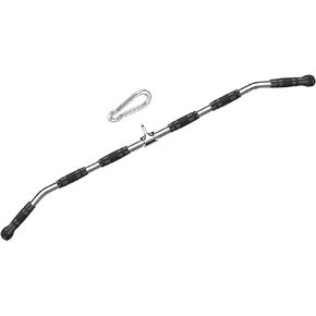 Time wave 47In LAT Pull Down Bar Attachment, Deluxe Revolving Bar with Full Rotation and Rubber Handle for Gym, Strength Workout Accessories, Body Training, Muscle Building and Weight Loss
