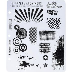 Stampers Anonymous Tim Holtz Large Cling Rubber Stamp Set, Bitty Grunge