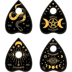 CREATCABIN 4Pcs Moon Crystal Sphere Display Stand Mini Wooden Crystal Holder Witch Stuff Decor Witchy Gifts Supplies Tools Small Tray Wiccan Altar Decor Magic for Crystal Ball Stones Divination(Black)