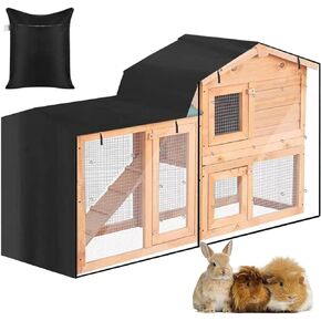 Triangle Rabbit Hutch Cover Skyour Indoor Outdoor 420D Oxford Waterproof Rabbit Guinea Pig Animal Hutch Dust Cover Pet House Bunny Poultry Cage Covers (57.9x20.5x33.9in)