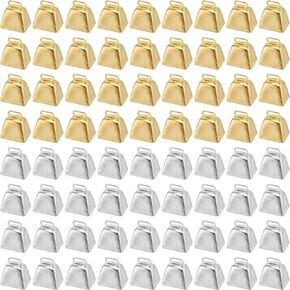 KEILEOHO 72 PCS Mini Cow Bells, Metal Cowbell for Crafts, Wind Chimes, Wedding, Parties Decorations, Gold and Silver, 1 Inch