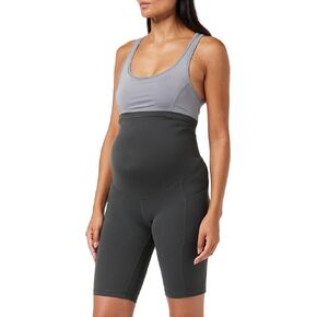 Gratlin Women's Maternity Biker Shorts Over Belly Yoga Pants Workout Leggings Athletic Bike Pregnancy Shorts with Pockets 8"