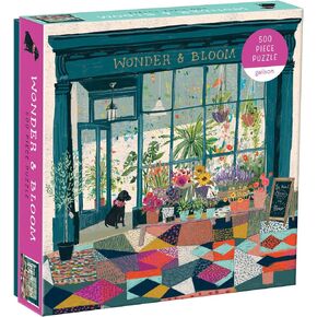 Galison Wonder & Bloom Puzzle, 500 Pieces, 20"x20" – Brightly Colored Scene of a Welcoming Local Plant Shop – Challenging, Perfect for Family Fun, Multicolor