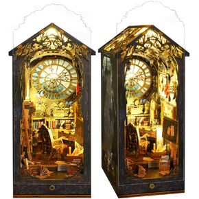 Naygergame DIY Book Nook Kit، مجموعة ديكور رف الكتب مع ضوء LED، لغز خشبي ثلاثي الأبعاد، حامل الكتب DIY مجموعة بيت الدمى المصغرة هدايا للبالغين (وكالة المباحث مع مقاومة للغبار) in Kuwait