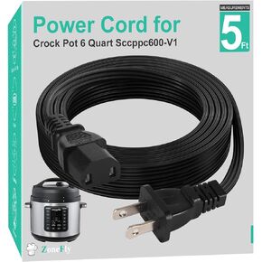 Power Cord Compatible with Crock-Pot Express Multicooker 4 & 8 Quart Crock-Pot Express Multicooker SCCPPC400-V1 and SCCPPC800-V1 Pressure Cooker Cable 5 Ft