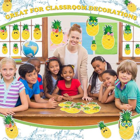 Yexiya 200 Pcs Pineapples Cutout Tropical Punch Paper Cut Outs Yellow Pineapples Shaped Paper Cut Outs Decoration for Preschool Classroom Bulletin Boards Walls Desks Window Door Party in Saudi Arabia