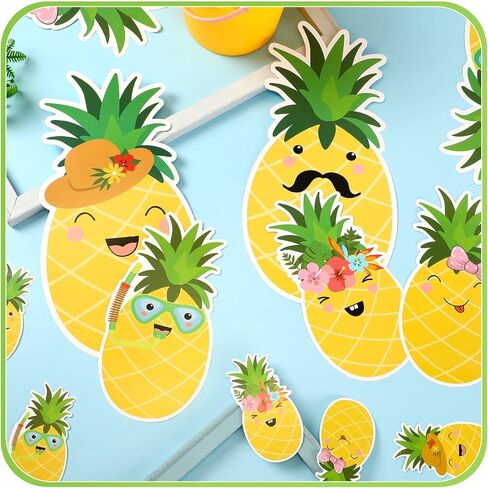 Yexiya 200 Pcs Pineapples Cutout Tropical Punch Paper Cut Outs Yellow Pineapples Shaped Paper Cut Outs Decoration for Preschool Classroom Bulletin Boards Walls Desks Window Door Party in Saudi Arabia
