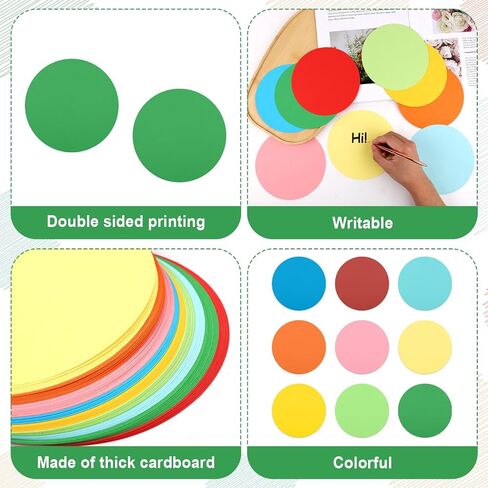 72pcs Round Paper Cutouts, Large Circle Cutouts Assorted Color Cardboard Cut Outs Circle Shape Die Cuts Bulletin Board Wall Decorations for Classroom Party Decor (9 Colors) in Saudi Arabia