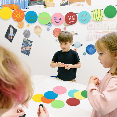 72pcs Round Paper Cutouts, Large Circle Cutouts Assorted Color Cardboard Cut Outs Circle Shape Die Cuts Bulletin Board Wall Decorations for Classroom Party Decor (9 Colors) in Saudi Arabia