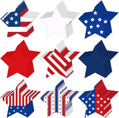 Seajan 200 Pcs 4th of July Star Cutouts with 400 Adhesive Dots Patriotic Star Cutouts Patriotic Stars Decorations Red White Blue Stars Accents for Independence Day Memorial Day Bulletin Board Decor in Saudi Arabia