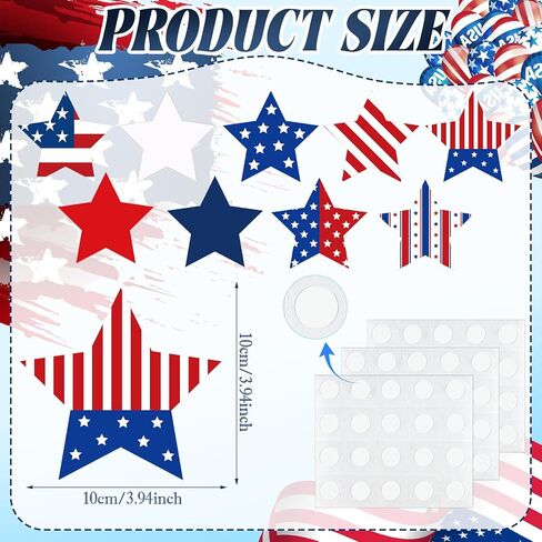 Seajan 200 Pcs 4th of July Star Cutouts with 400 Adhesive Dots Patriotic Star Cutouts Patriotic Stars Decorations Red White Blue Stars Accents for Independence Day Memorial Day Bulletin Board Decor in Saudi Arabia