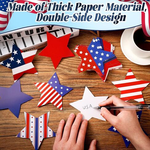 Seajan 200 Pcs 4th of July Star Cutouts with 400 Adhesive Dots Patriotic Star Cutouts Patriotic Stars Decorations Red White Blue Stars Accents for Independence Day Memorial Day Bulletin Board Decor in Saudi Arabia