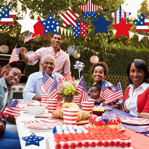 Seajan 200 Pcs 4th of July Star Cutouts with 400 Adhesive Dots Patriotic Star Cutouts Patriotic Stars Decorations Red White Blue Stars Accents for Independence Day Memorial Day Bulletin Board Decor in Saudi Arabia