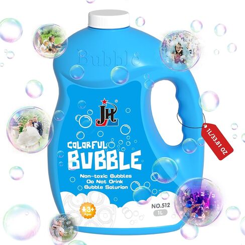 محلول الفقاعات، 1 لتر/ 33.8 أونصة من محلول الفقاعات المركز لإعادة التعبئة لآلة الفقاعات، مسدس الفقاعات، الصولجانات العملاقة، جزازة العشب الفقاعية، صانع الفقاعات للأطفال الصغار in Kuwait