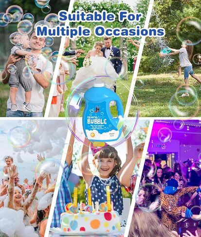 محلول الفقاعات، 1 لتر/ 33.8 أونصة من محلول الفقاعات المركز لإعادة التعبئة لآلة الفقاعات، مسدس الفقاعات، الصولجانات العملاقة، جزازة العشب الفقاعية، صانع الفقاعات للأطفال الصغار in Kuwait