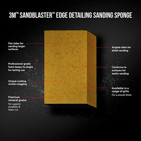 3M SandBlaster Dual Angle Sanding Sponge Gold, 4.5 in. x 2.5 in. x 1 in., 220 Grit, 3/Pack in Saudi Arabia