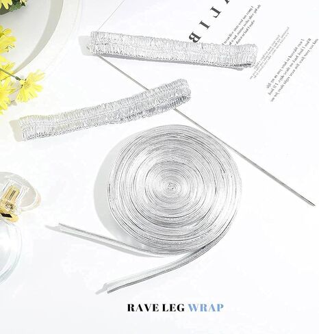 ACEDRE، أغطية أرجل مثيرة، أغطية ساق غير قابلة للانزلاق، أربطة معدنية فضية مرنة، أشرطة رباط للفخذ، ملحقات الساق لمهرجانات الرقص للنساء والفتيات (4 قطع) in Kuwait