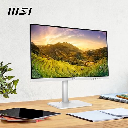 شاشة كمبيوتر MSI Modern MD2412PW مقاس 24 بوصة IPS 1920 × 1080 (FHD)، 100 هرتز، مزامنة تكيفية، جاهزة لـ HDR، HDMI، توصيل طاقة USBC 15 وات، مكبر صوت، قابل للتركيب على VESA، ارتفاع قابل للتعديل، 1 مللي ثانية، أبيض in Kuwait