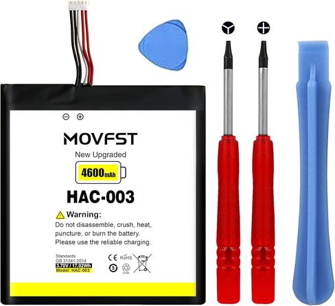 بطارية بديلة MOVFST HAC-003، بطارية بديلة عالية السعة 4600 مللي أمبير في الساعة للتبديل 2017 وحدة تحكم الألعاب HAC-001 مع أدوات إصلاح in Kuwait