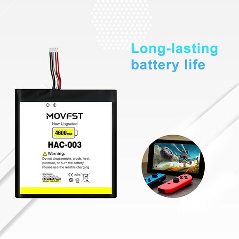بطارية بديلة MOVFST HAC-003، بطارية بديلة عالية السعة 4600 مللي أمبير في الساعة للتبديل 2017 وحدة تحكم الألعاب HAC-001 مع أدوات إصلاح in Kuwait