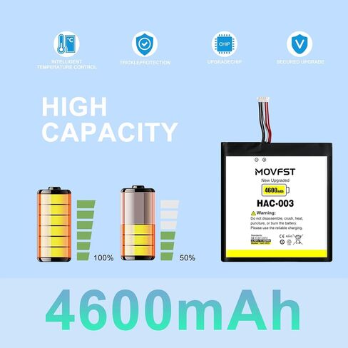 بطارية بديلة MOVFST HAC-003، بطارية بديلة عالية السعة 4600 مللي أمبير في الساعة للتبديل 2017 وحدة تحكم الألعاب HAC-001 مع أدوات إصلاح in Kuwait