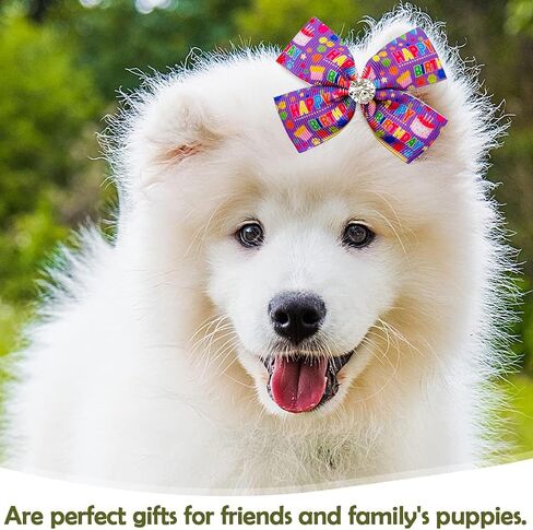 PET SHOW 10pairs Happy Birthday Small Dogs Hair Bows with Clips for Puppies Yorkie Shih tzu Medium Dogs Cats Rabbits 20pcs Pack Girl Boy Topknot Hair Accessories Grooming Costumes in Saudi Arabia