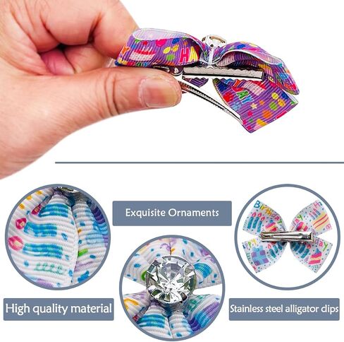 PET SHOW 10pairs Happy Birthday Small Dogs Hair Bows with Clips for Puppies Yorkie Shih tzu Medium Dogs Cats Rabbits 20pcs Pack Girl Boy Topknot Hair Accessories Grooming Costumes in Saudi Arabia