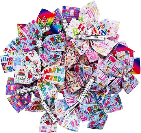 PET SHOW 10pairs Happy Birthday Small Dogs Hair Bows with Clips for Puppies Yorkie Shih tzu Medium Dogs Cats Rabbits 20pcs Pack Girl Boy Topknot Hair Accessories Grooming Costumes in Saudi Arabia