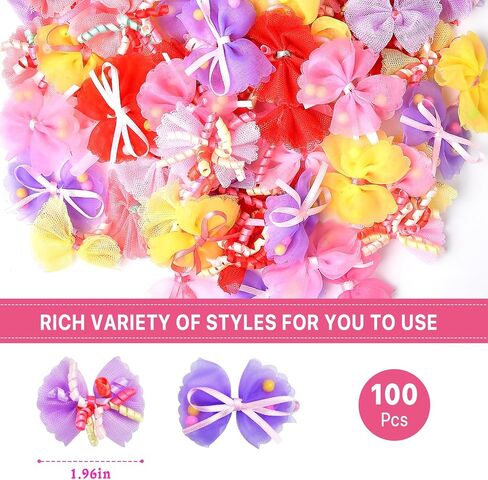 Aemygo 100 Pcs Dog Hair Bows Dog Hair Accessories Bulk for Small Dogs, Puppy Hair Bows Grooming Bows for Cat, Bowknot Grooming Accessories for Girls Mini Bow for Craft in Saudi Arabia