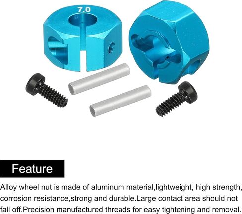 MECCANIXITY Aluminum 12mm 7.0 RC Wheel Nut Wheel Hex Drive with Pins Screws RC Wheel Nut Dustproof for RC Model Car Trucks Off Road Car Upgraded Parts Pack of 4(Sky Blue) in Saudi Arabia