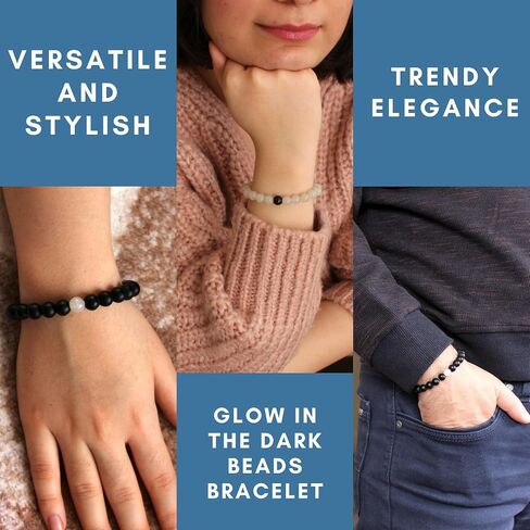 Valentine's Day Gifts for Him & Her | Handmade Magnetic Matching Couples Bracelets | Boyfriend Girlfriend Best Friend I Love You Wife Husband Gifts | Glow in The Dark Firefly Beads Bracelets Unisex in Saudi Arabia