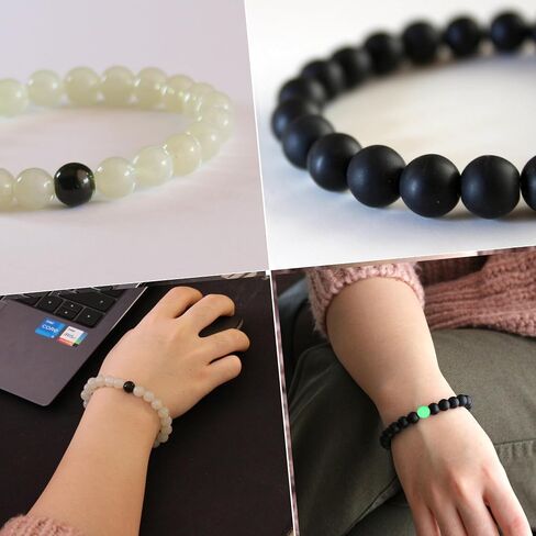 Valentine's Day Gifts for Him & Her | Handmade Magnetic Matching Couples Bracelets | Boyfriend Girlfriend Best Friend I Love You Wife Husband Gifts | Glow in The Dark Firefly Beads Bracelets Unisex in Saudi Arabia