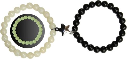 Valentine's Day Gifts for Him & Her | Handmade Magnetic Matching Couples Bracelets | Boyfriend Girlfriend Best Friend I Love You Wife Husband Gifts | Glow in The Dark Firefly Beads Bracelets Unisex in Saudi Arabia