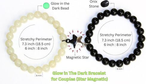Valentine's Day Gifts for Him & Her | Handmade Magnetic Matching Couples Bracelets | Boyfriend Girlfriend Best Friend I Love You Wife Husband Gifts | Glow in The Dark Firefly Beads Bracelets Unisex in Saudi Arabia