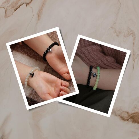 Valentine's Day Gifts for Him & Her | Handmade Magnetic Matching Couples Bracelets | Boyfriend Girlfriend Best Friend I Love You Wife Husband Gifts | Glow in The Dark Firefly Beads Bracelets Unisex in Saudi Arabia