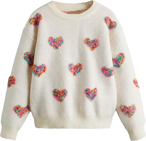 SHENHE Girl's Casual Cute Crewneck Long Sleeve Pullover Sweater Jumper Tops in Saudi Arabia