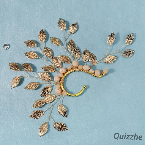 Quizzhe اليدوية ورقة قزم الأذن الأصفاد الأقراط الجنية زهرة واحدة الأقراط اليسرى الزاحف الأقراط خمر ورقة الجناح الأذن كليب لا ثقب حفلة موسيقية العروس مجوهرات الزفاف هدايا للفتيات النساء in Kuwait